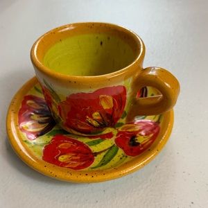 Espresson Coffee Cup & Saucer Handmade In France